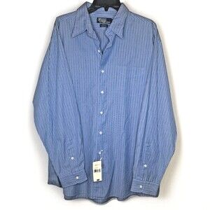 Polo Ralph Lauren NWT Merrin Mens Button Up Shirt Size XL Blue Vertical Stripe